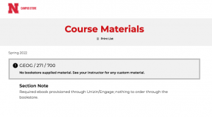 Course Materials No Information in MyRed