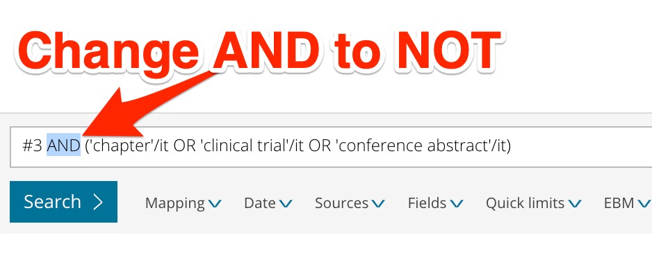 A screenshot points out the AND that must be changed to a NOT.