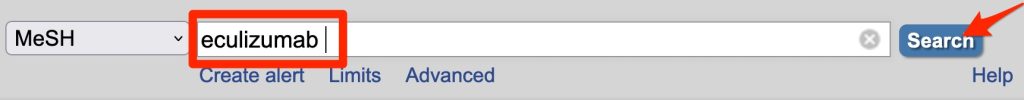A screenshot of the eculizumab search.