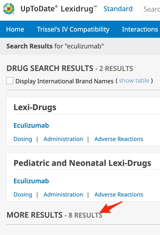 A screenshot shows the position of the "More results" link at the bottom left.