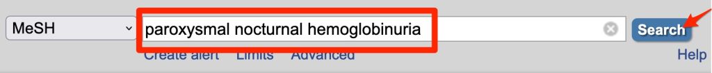A screenshot of the MeSH search box.