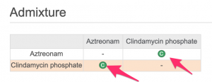 A screenshot of the "Admixture" table with arrows pointing to the "C" buttons.