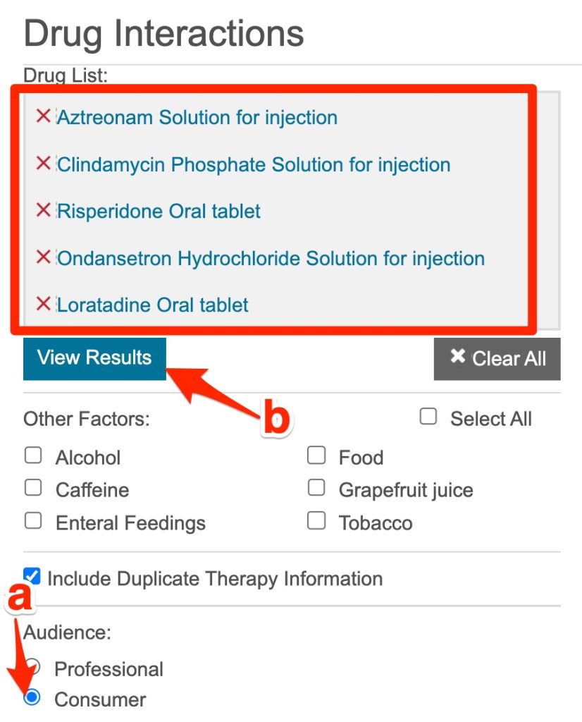 A screenshot showing the position of the "Consumer" radiobutton and the "View Results" button.