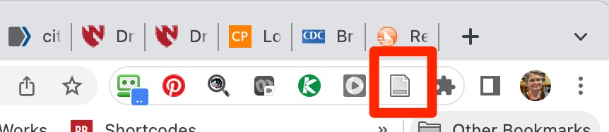 A screenshot shows the Zotero "page" icon in Chrome
