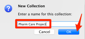 A screenshot of the "New Collection" pop-up.