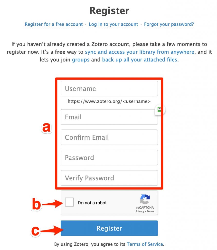 A screenshot of the registration page.