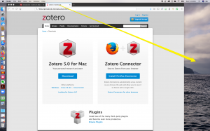 A screenshot showing dragging of the Zotero tab off of the tutorial window.