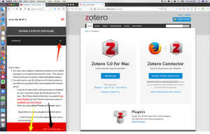 A screenshot showing the best resizing of the tutorial and Zotero windows.