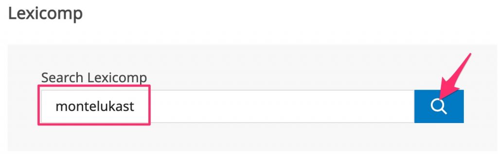 A screenshot of the LexiComp serch box.