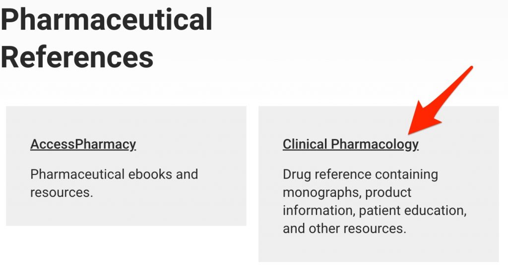 A screenshot shows the position of the "Clinical Pharmacology" link.