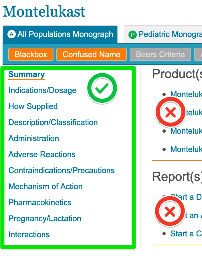 A screenshot shows that student's should click only on the links in the left-hand navigation panel and avoid the links to the "Products" records.