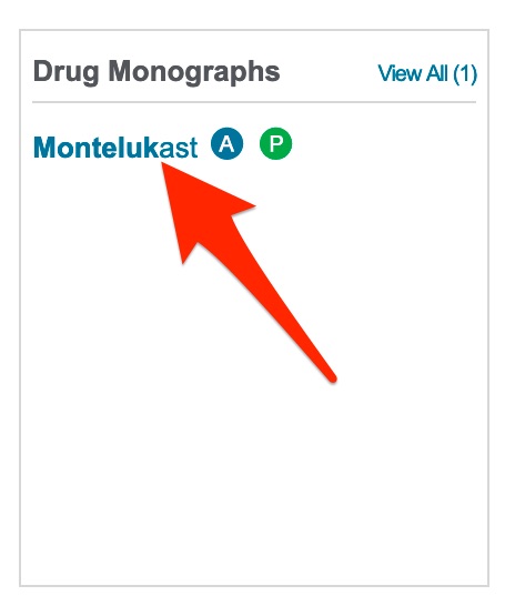 A screenshot shows the position of the link to the Clinical Pharmacology monograph.