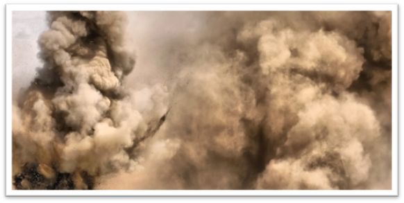 Huge cloud of dust from explosion