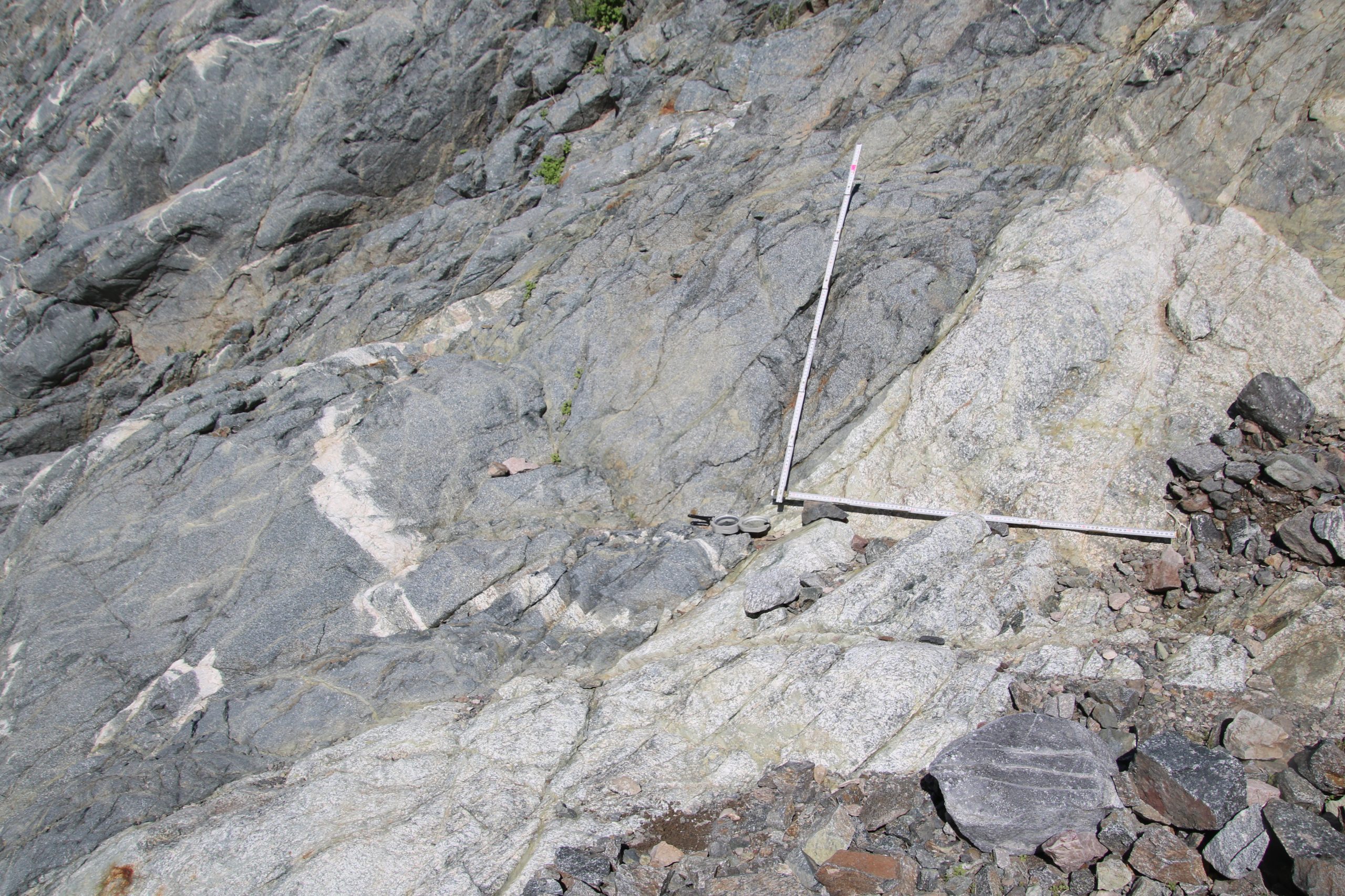 Image of outcrop with right angle scale.
