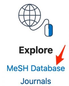 A screenshot of the "Explore" icon and the "MeSH Database" link.