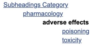 "adverse effects" subheading tree