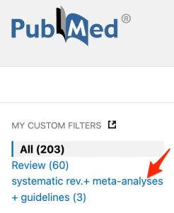 A screenshot shows the position of UNMC's custom filters at the top of the left-hand column.