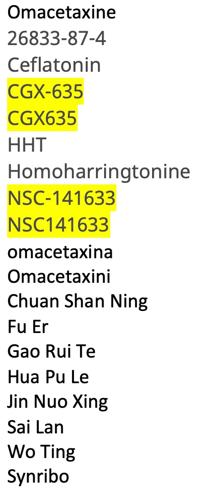 A screenshot shows the addition of second forms of the two investigational names.