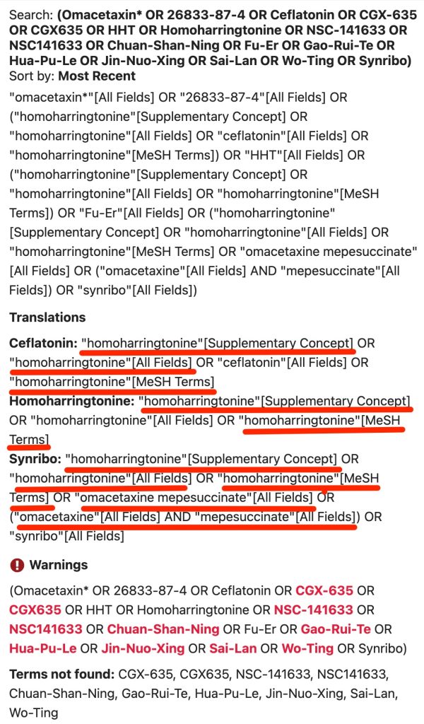 A screenshot shows the terms added by PubMeds automapping.