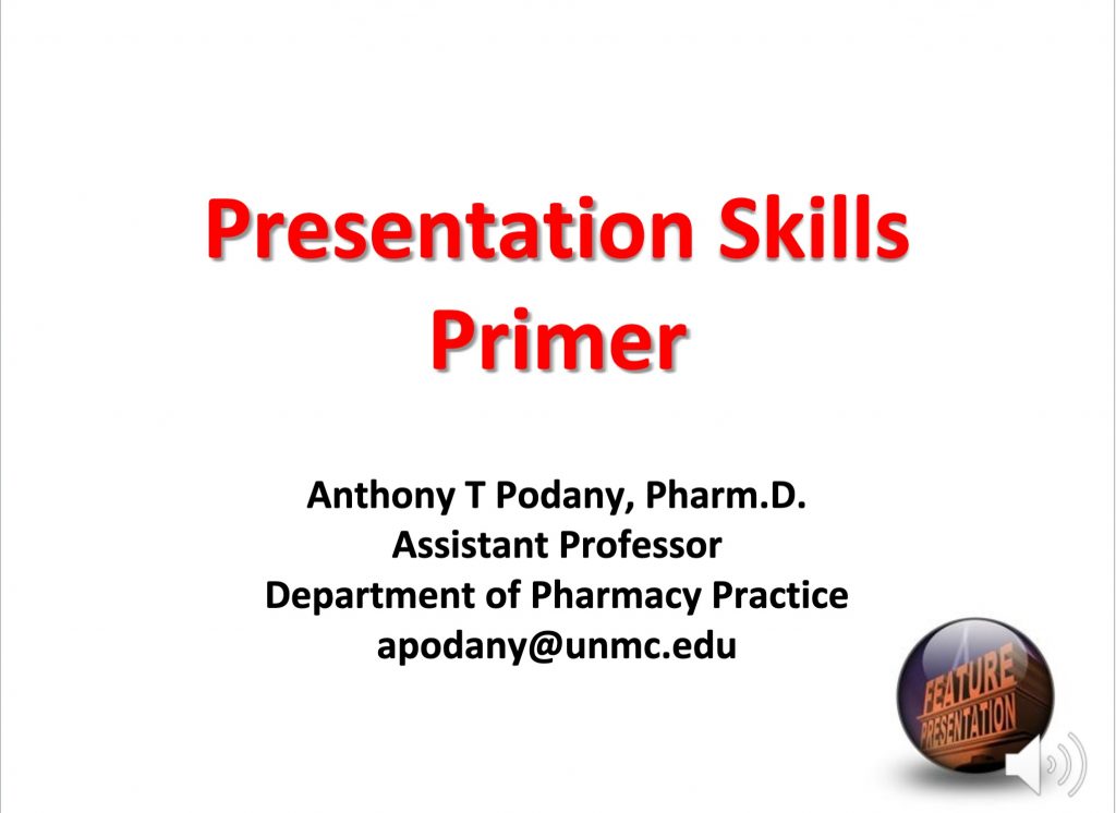 Thumbnail of title screen for Dr. Podany's "Scientific Presentations" video