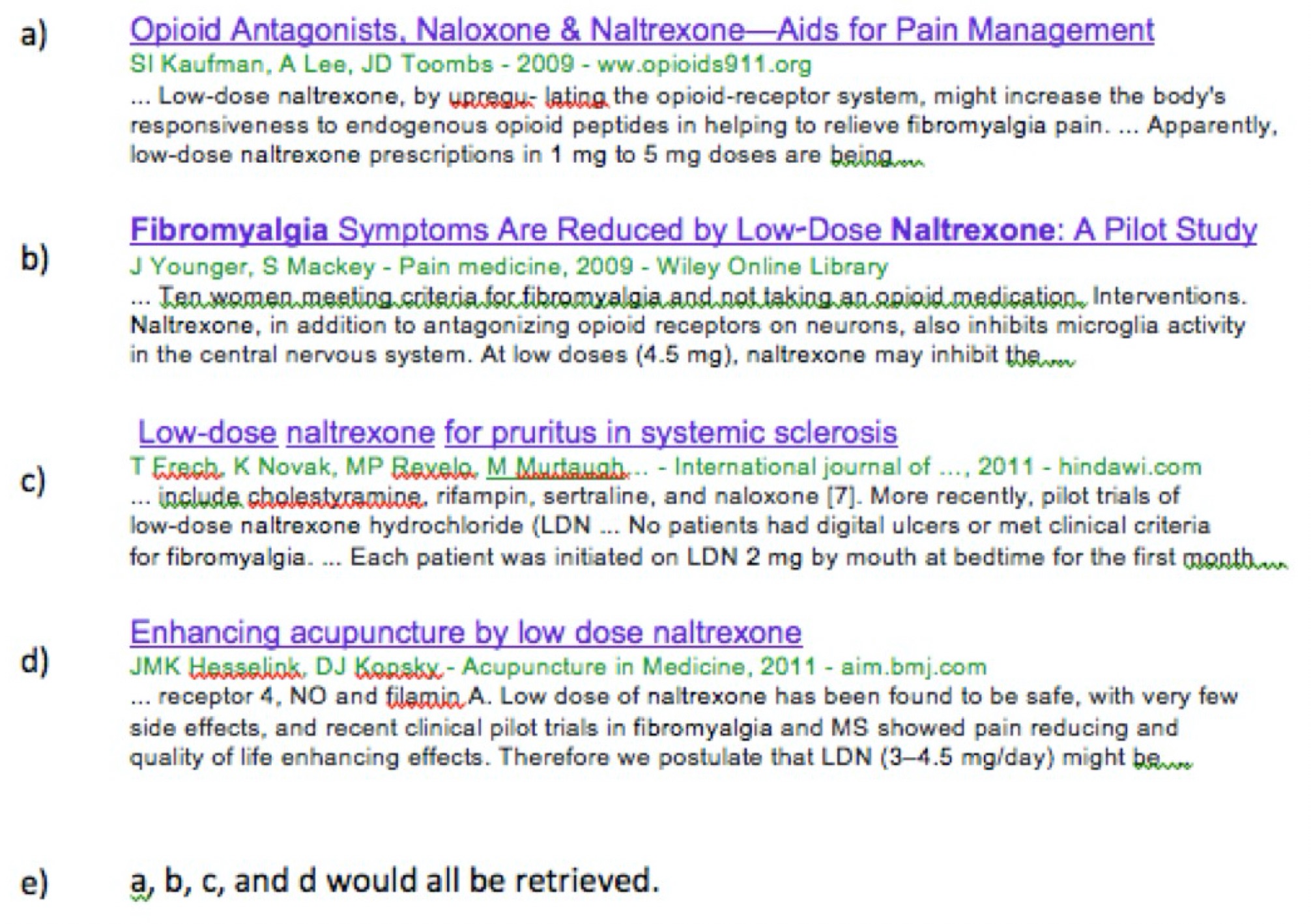 A screenshot of 4 Google Scholar search "hits"