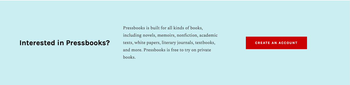The Create An Account button on the Self-Publisher page of Pressbooks.com