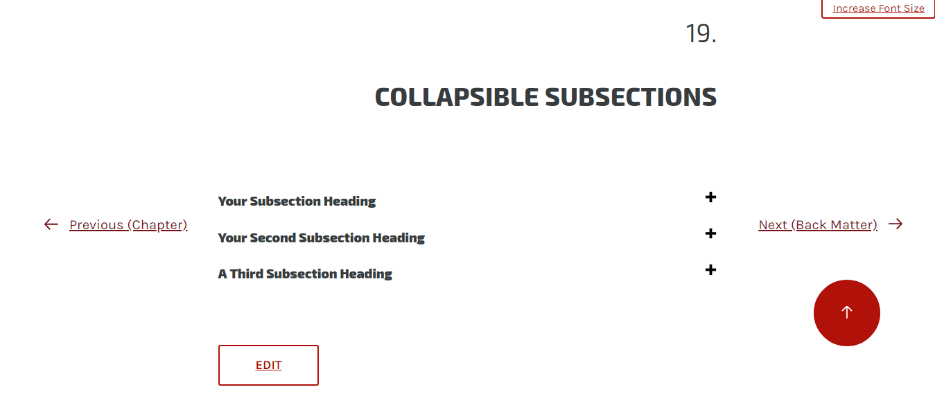 Click the subsection title or plus mark to open the collapsed section.